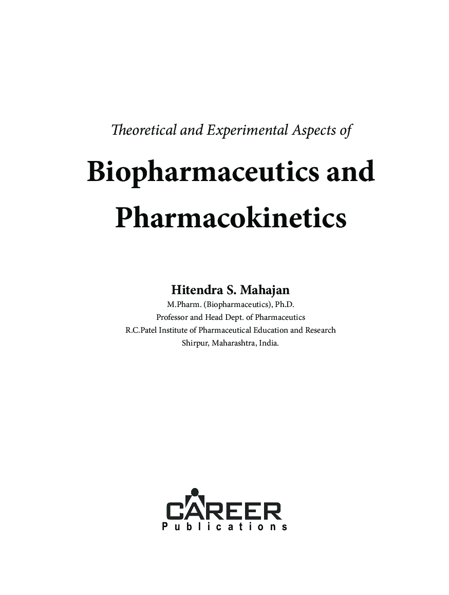 Theoretical and Experimental Aspects of Biopharmaceutics and pharmacokinetics - Page 4