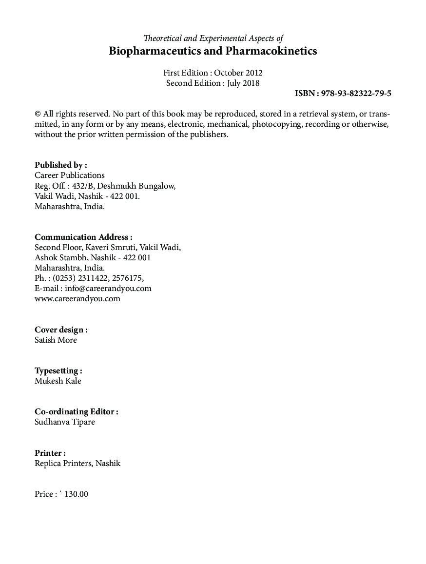 Theoretical and Experimental Aspects of Biopharmaceutics and pharmacokinetics - Page 5