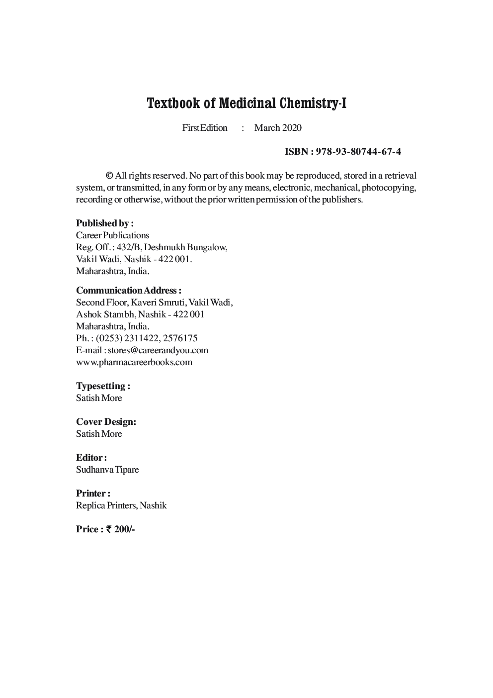 Textbook of Medicinal Chemistry-I - Page 5