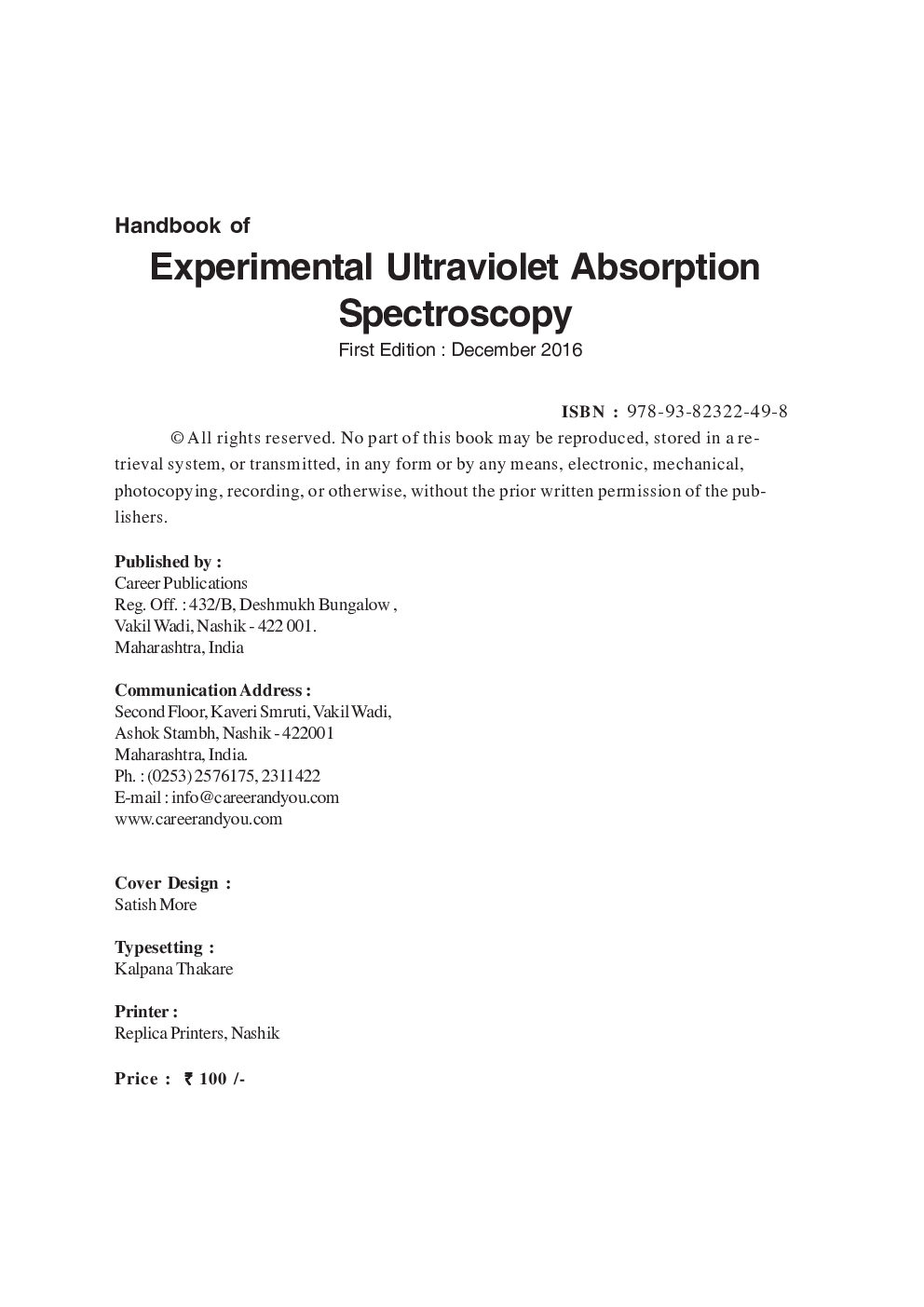 Handbook of Experimental Ultraviolet Absorption Spectroscopy - Page 5