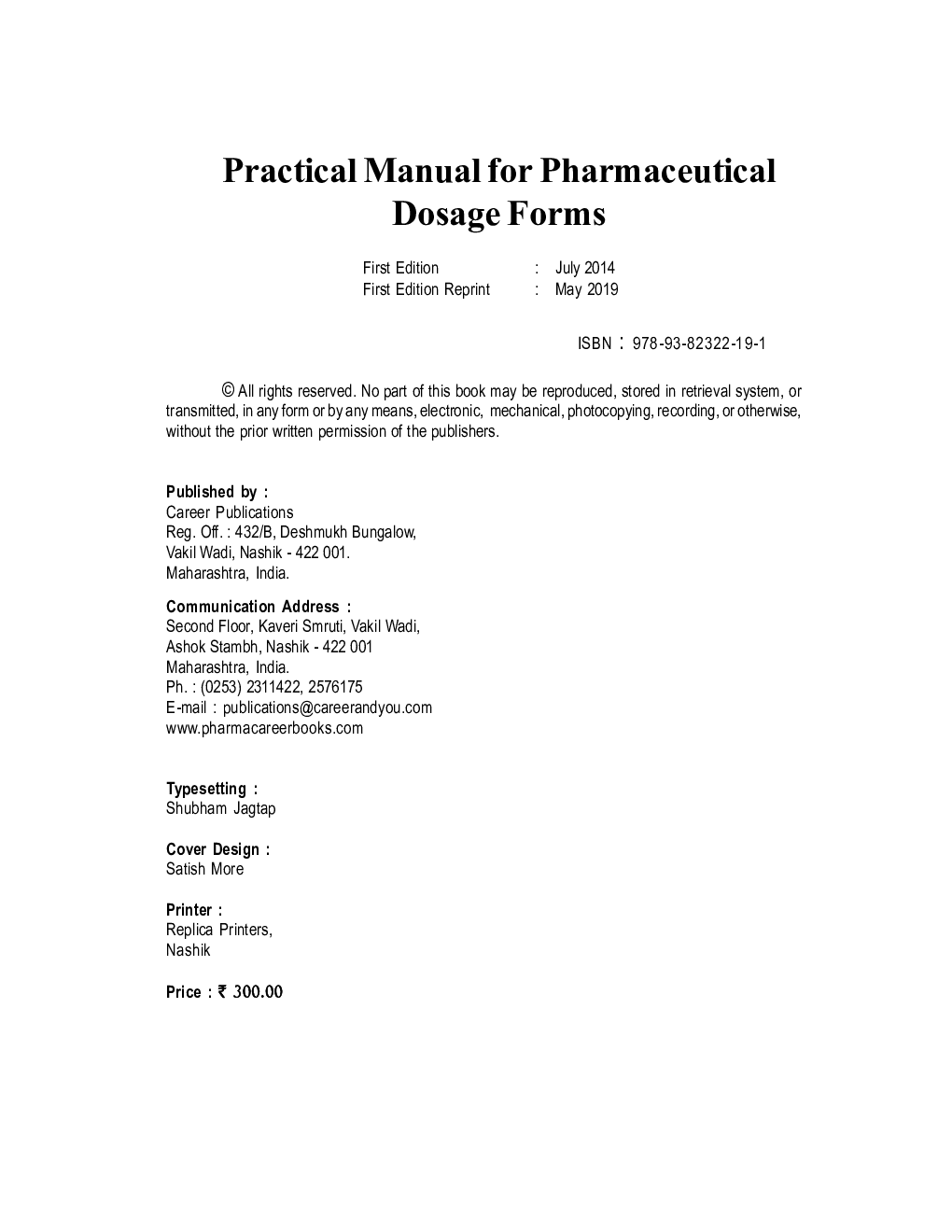 Practical Manual for Pharmaceutical Dosage Forms - Page 5