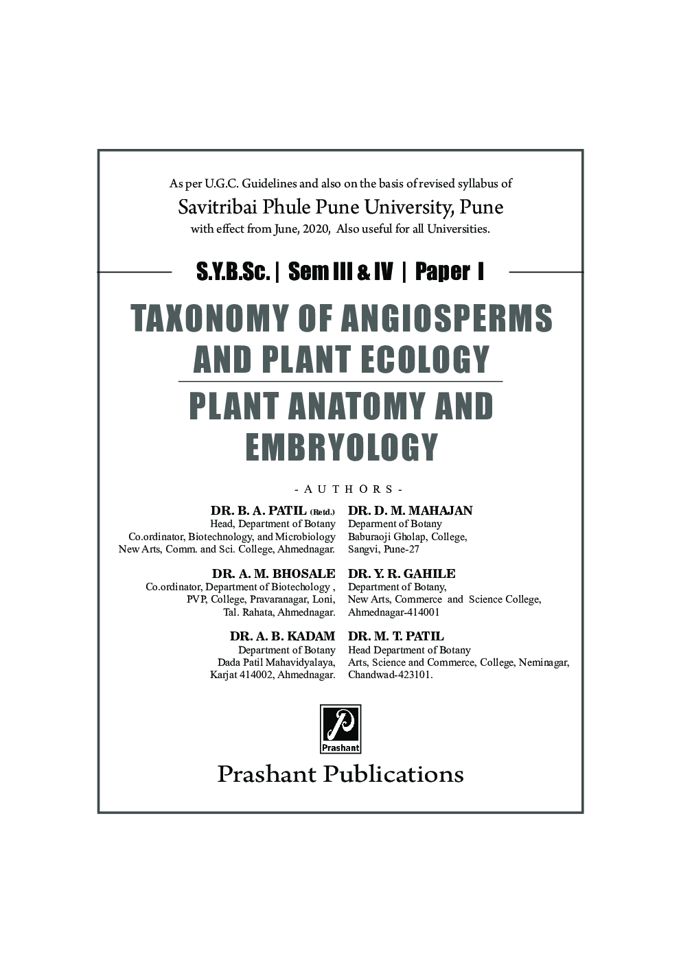 Taxonomy of Angiosperms and Plant Ecology , Plant Anatomy and Embryology (SPPU) - Page 2