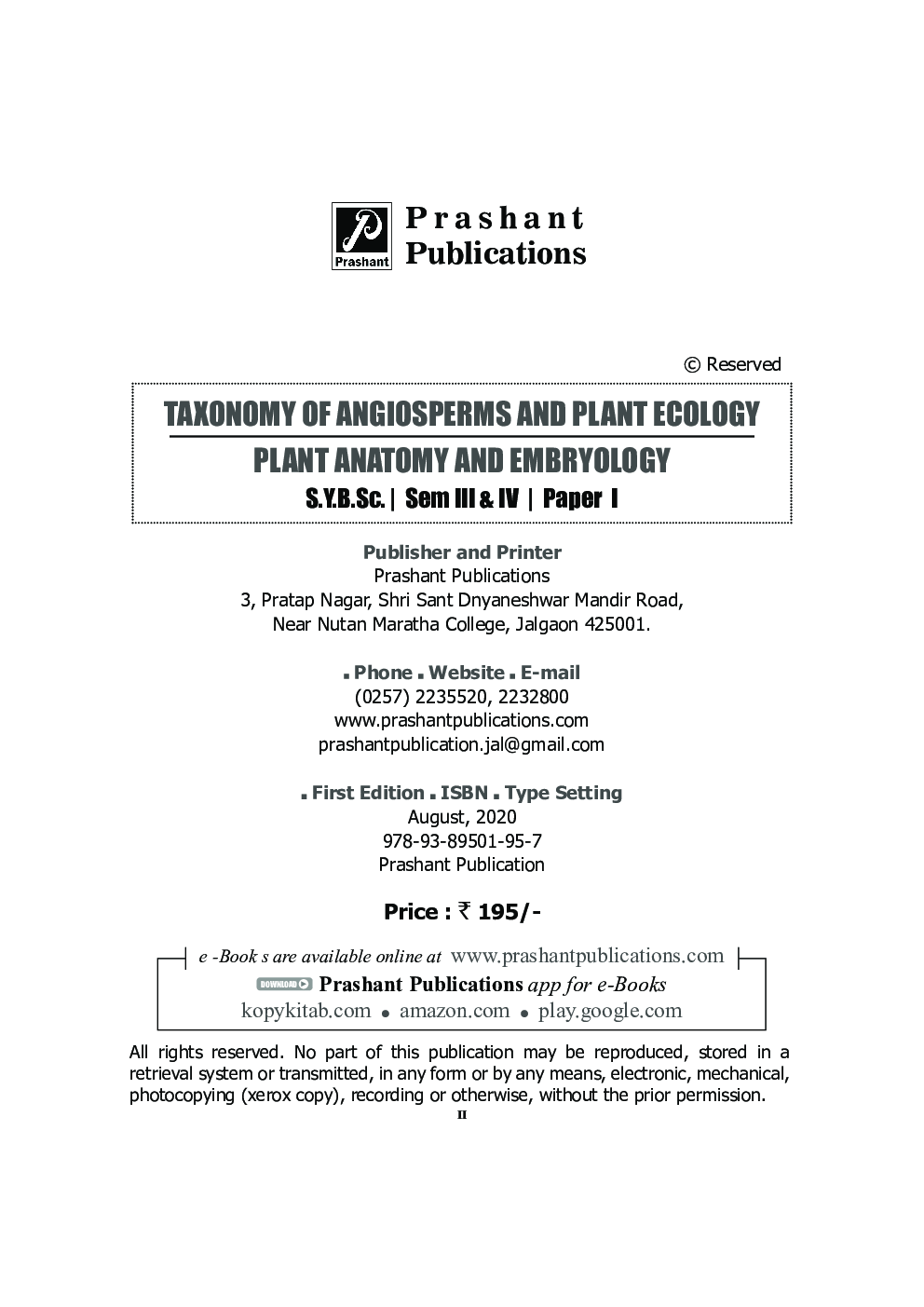 Taxonomy of Angiosperms and Plant Ecology , Plant Anatomy and Embryology (SPPU) - Page 3