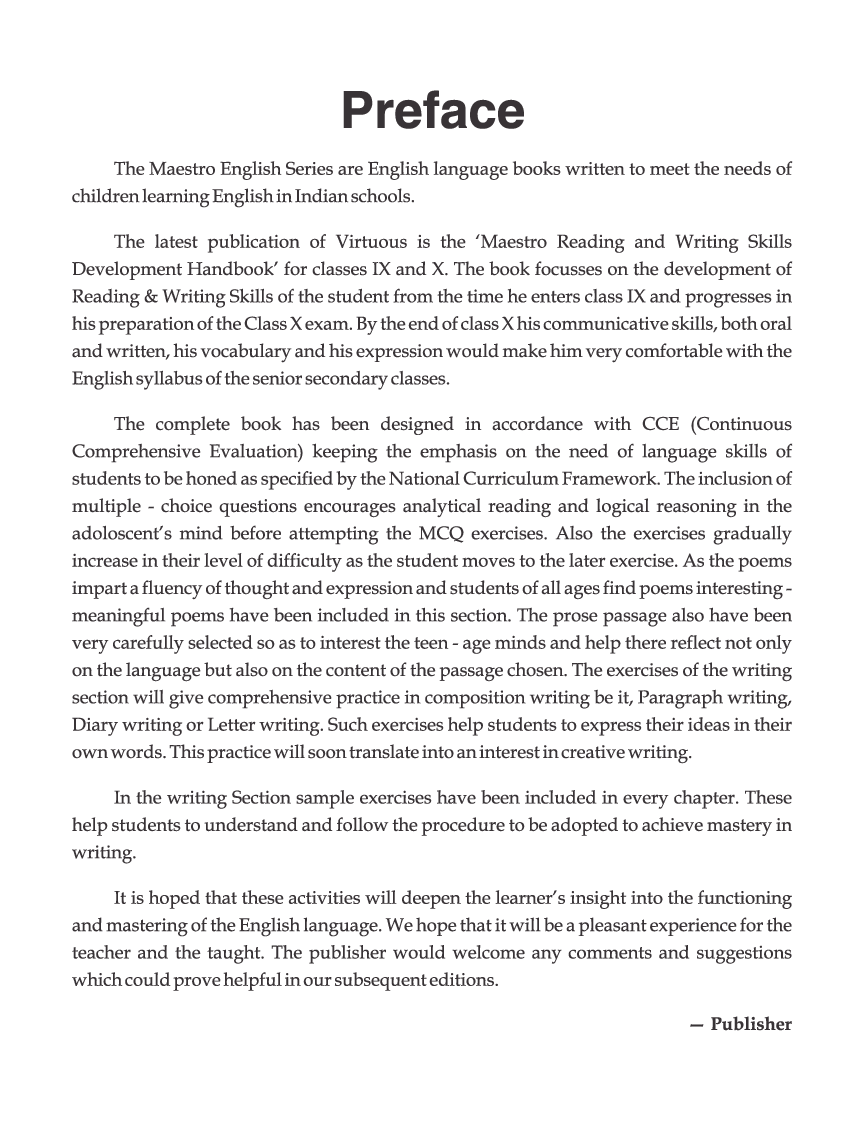 Maestro Reading & Writing Skills Development Handbook For Class 10 - Page 4