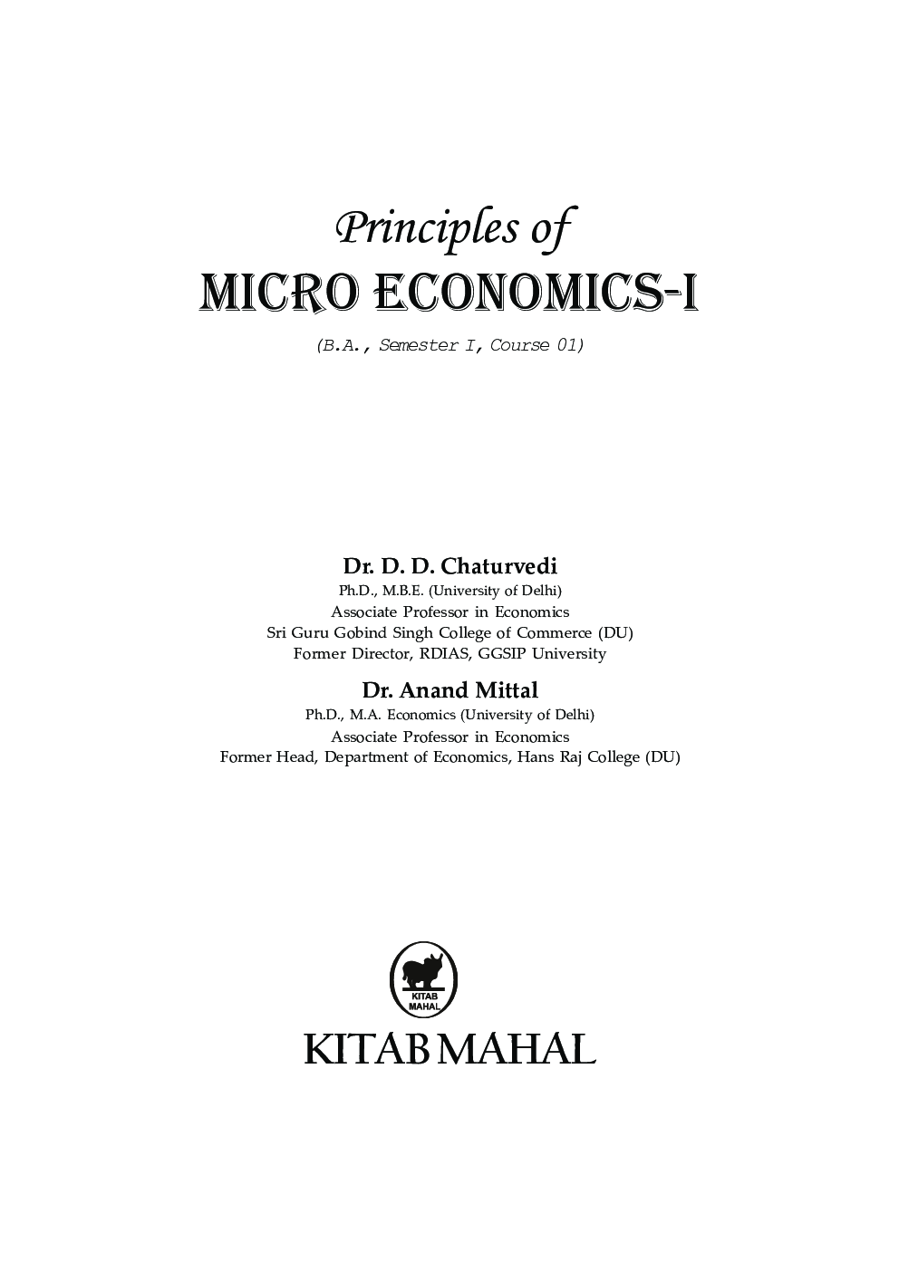 Principles Of Micro Economics -I - Page 2