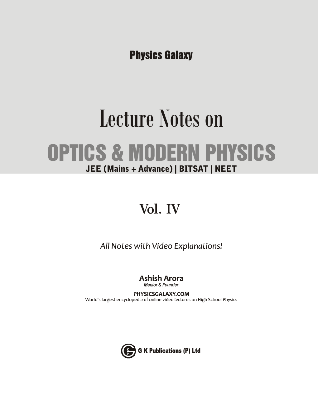 Download Physics Galaxy Vol 4 Lecture Notes On Optics & Modern Physics