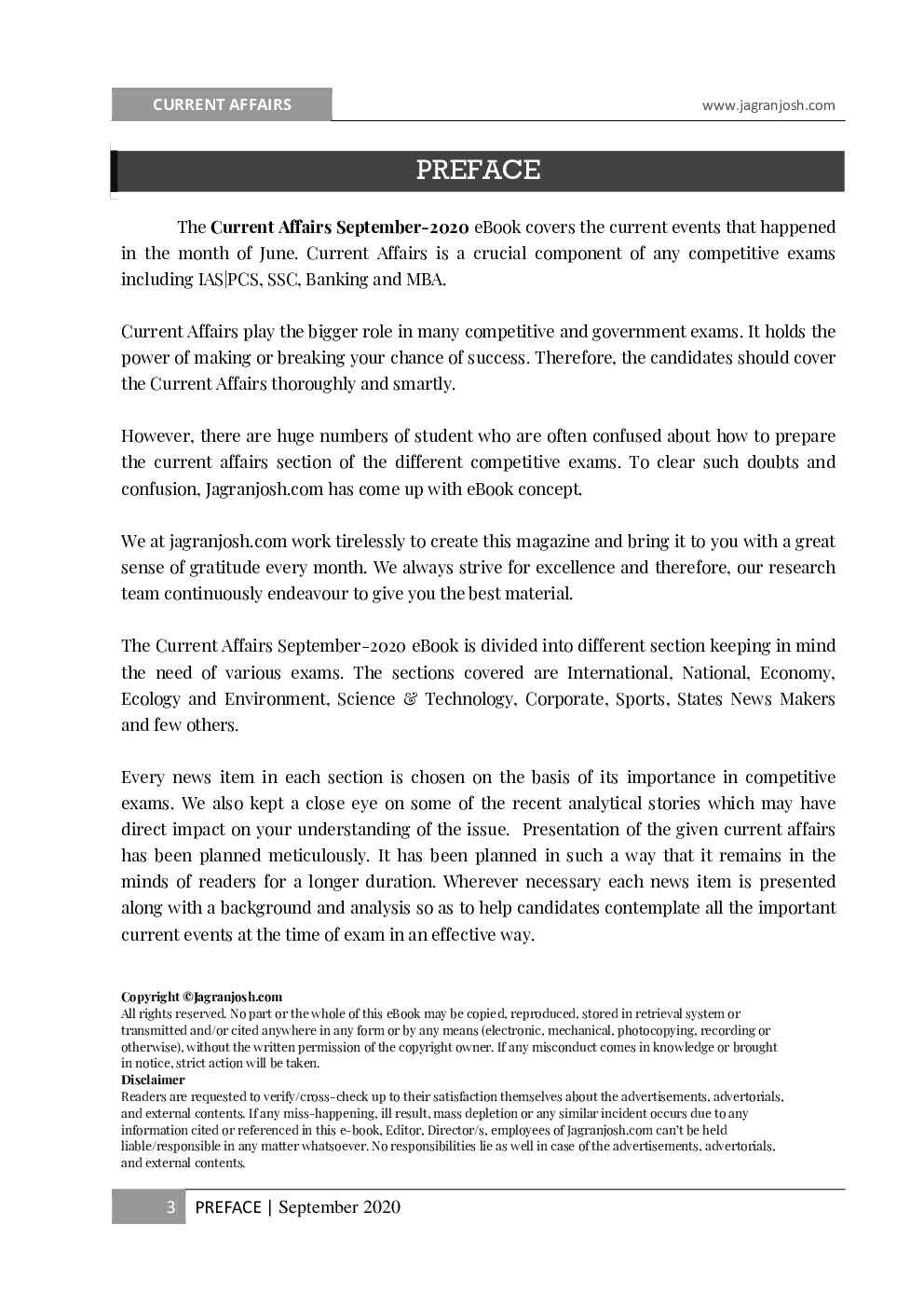 Current Affairs September 2020 E-Book - Page 3