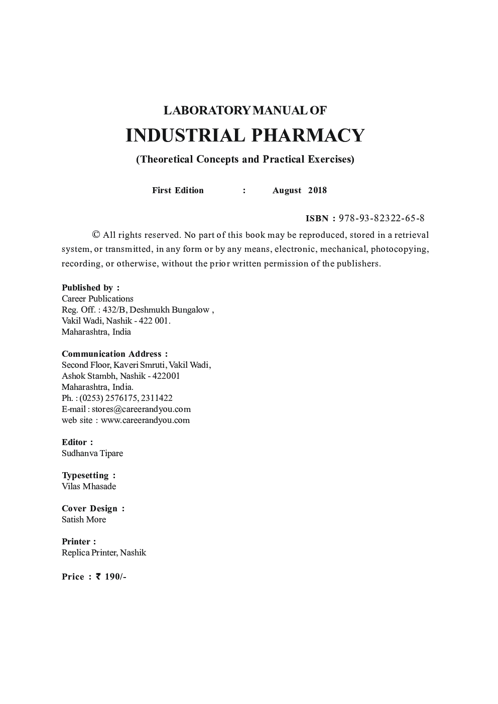 Laboratory Manual of Industrial Pharmacy - Page 4