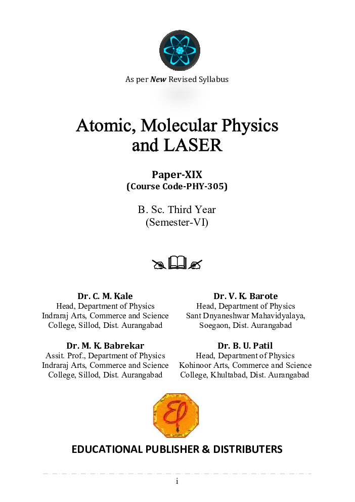 Atomic, Molecular Physics and LASER  - Page 2