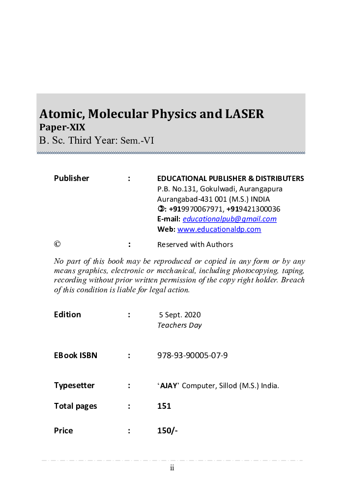 Atomic, Molecular Physics and LASER  - Page 3