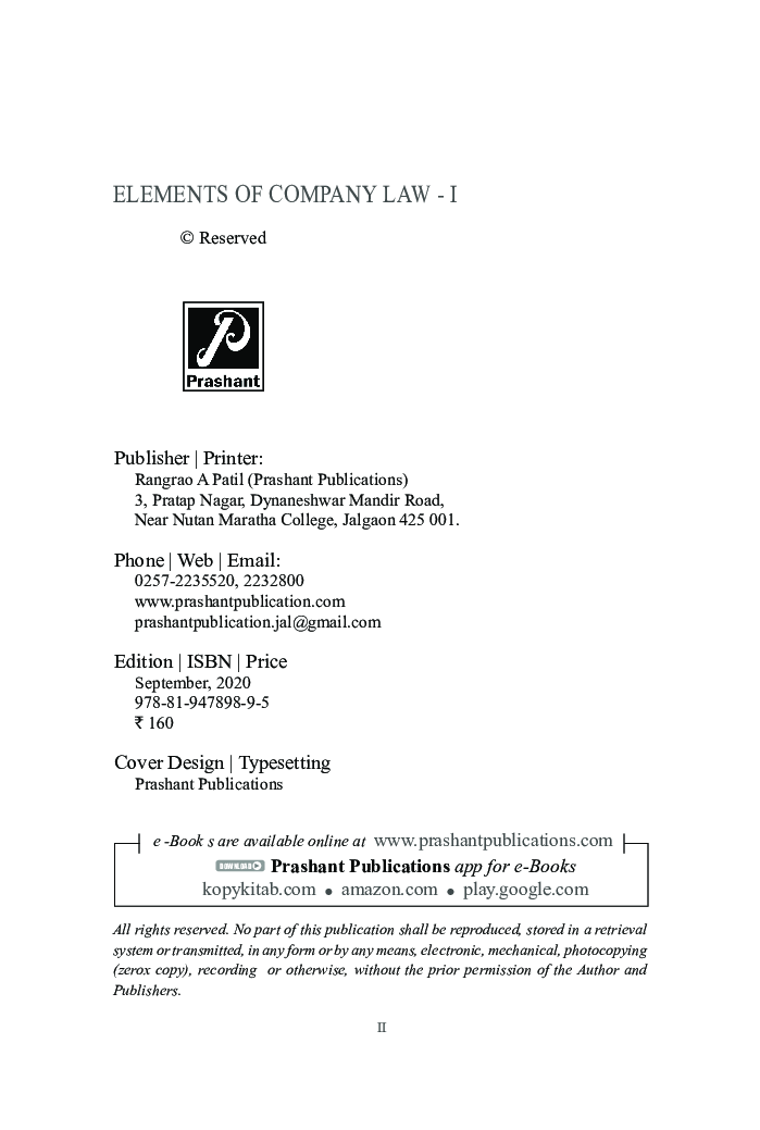 Elements of Company Law - I (Sem. III) (SPPU) - Page 3