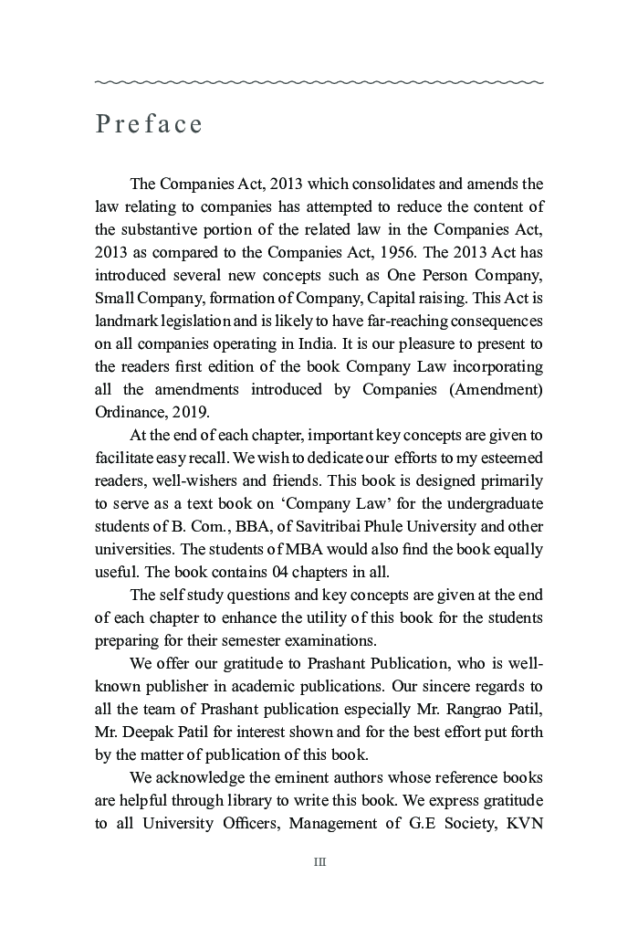 Elements of Company Law - I (Sem. III) (SPPU) - Page 4