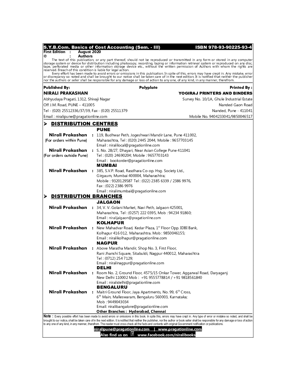Basics Of Cost Accounting (Sem. - III) - Page 3