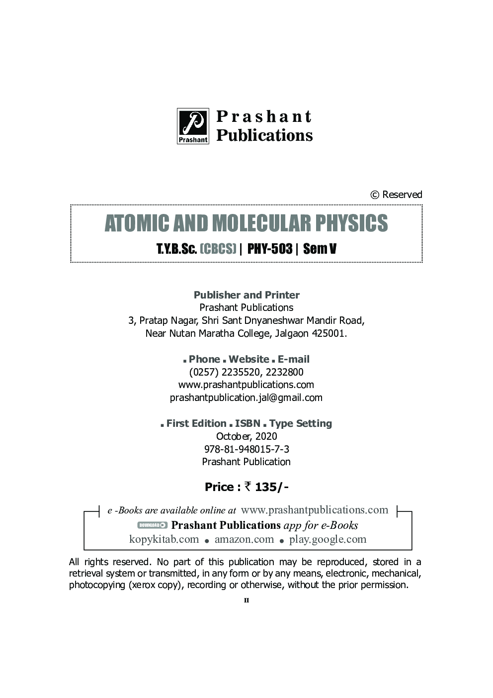 PHY-503 : Atomic and Molecular Physics (KBCNMU) - Page 3