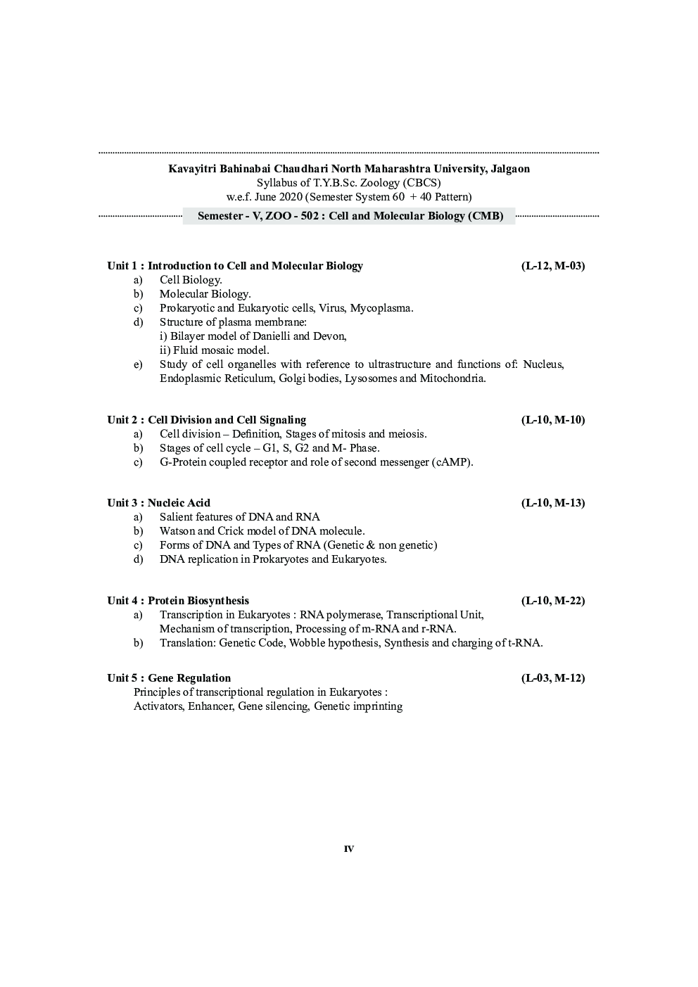 ZOO 502 : Cell and Molecular Biology (CMB) -(KBCNMU) - Page 5