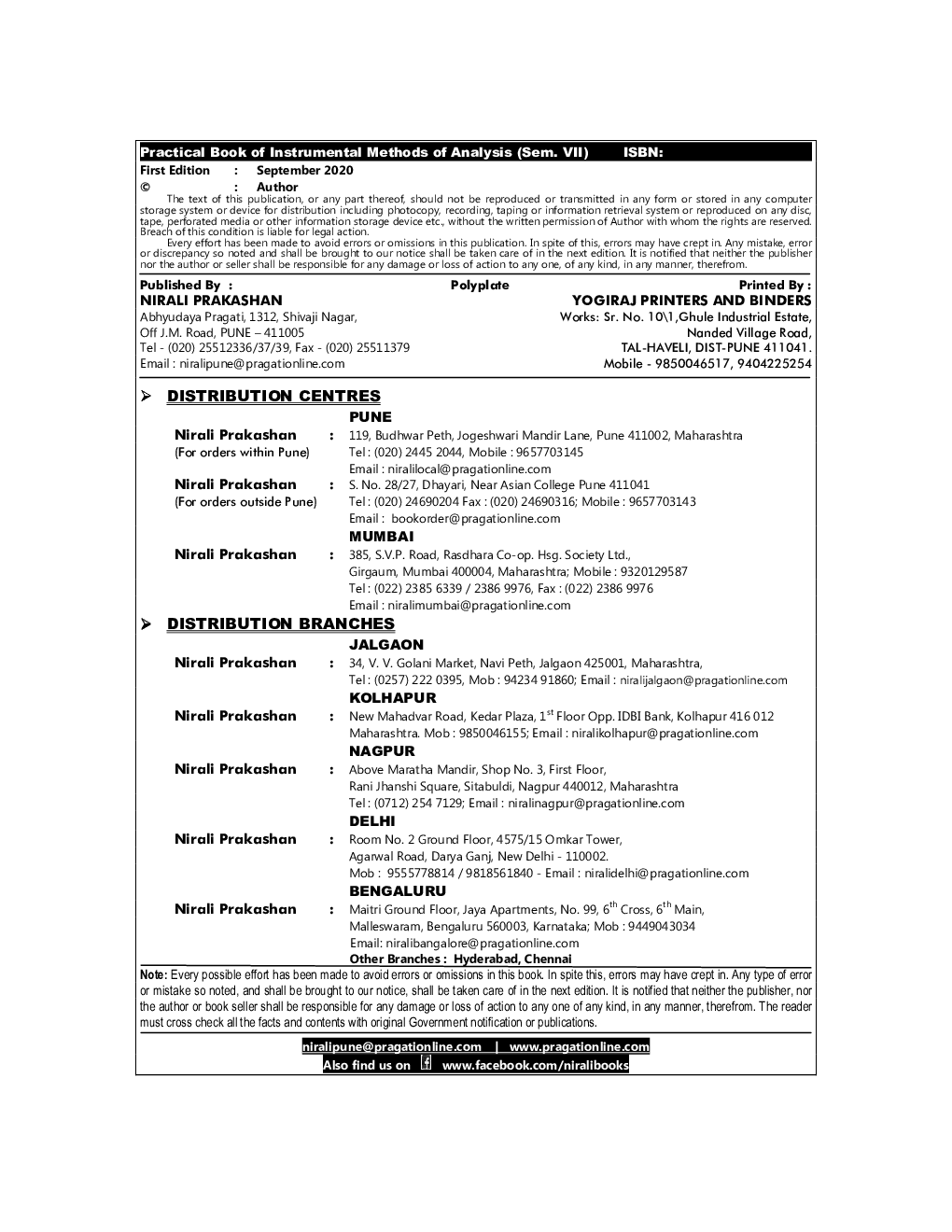 Practical Book Of Instrumental Methods Of Analysis - Page 3