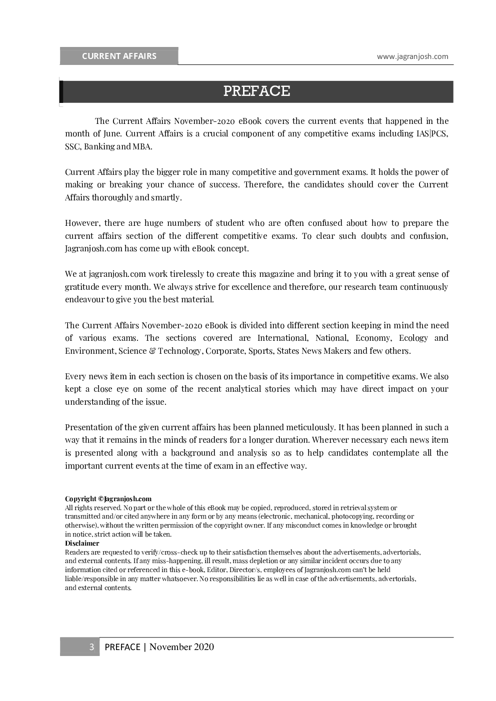 Current Affairs November 2020 E-Book - Page 3