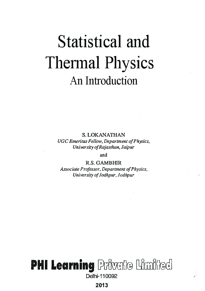 Statistical And Thermal Physics - An Introduction - Page 2