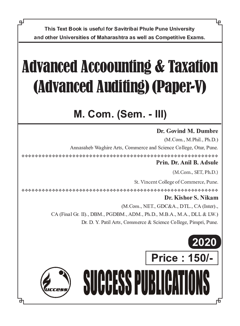 Advanced Accounting & Taxation (Advanced Auditing) (Paper-V) - Page 2