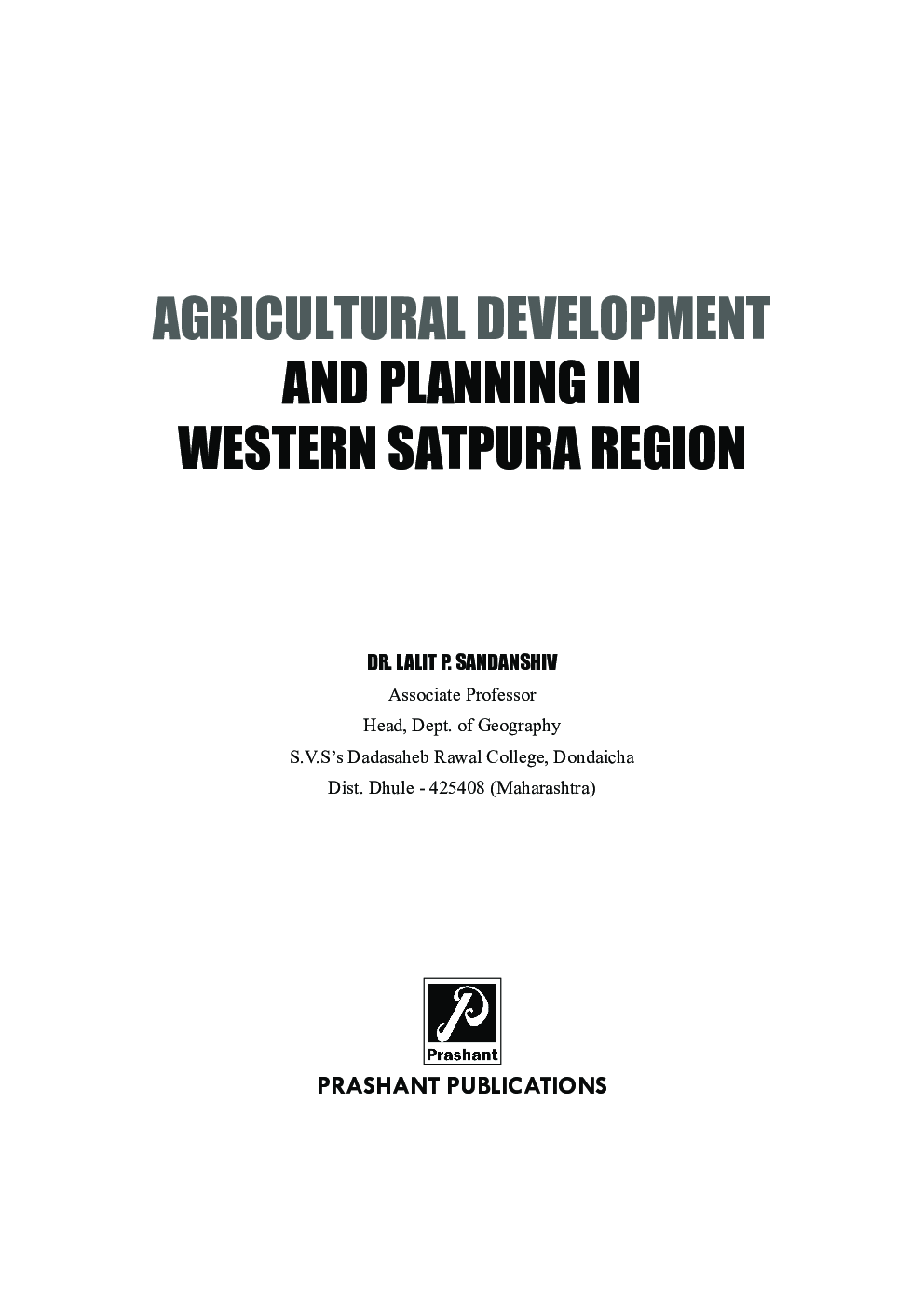 Agricultural Development and Planning in Western Satpura Region - Page 2