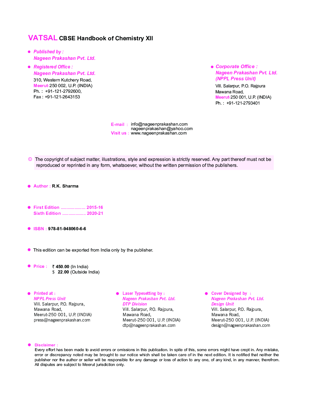 CBSE Handbook Of Chemistry For Class - XII - Page 3