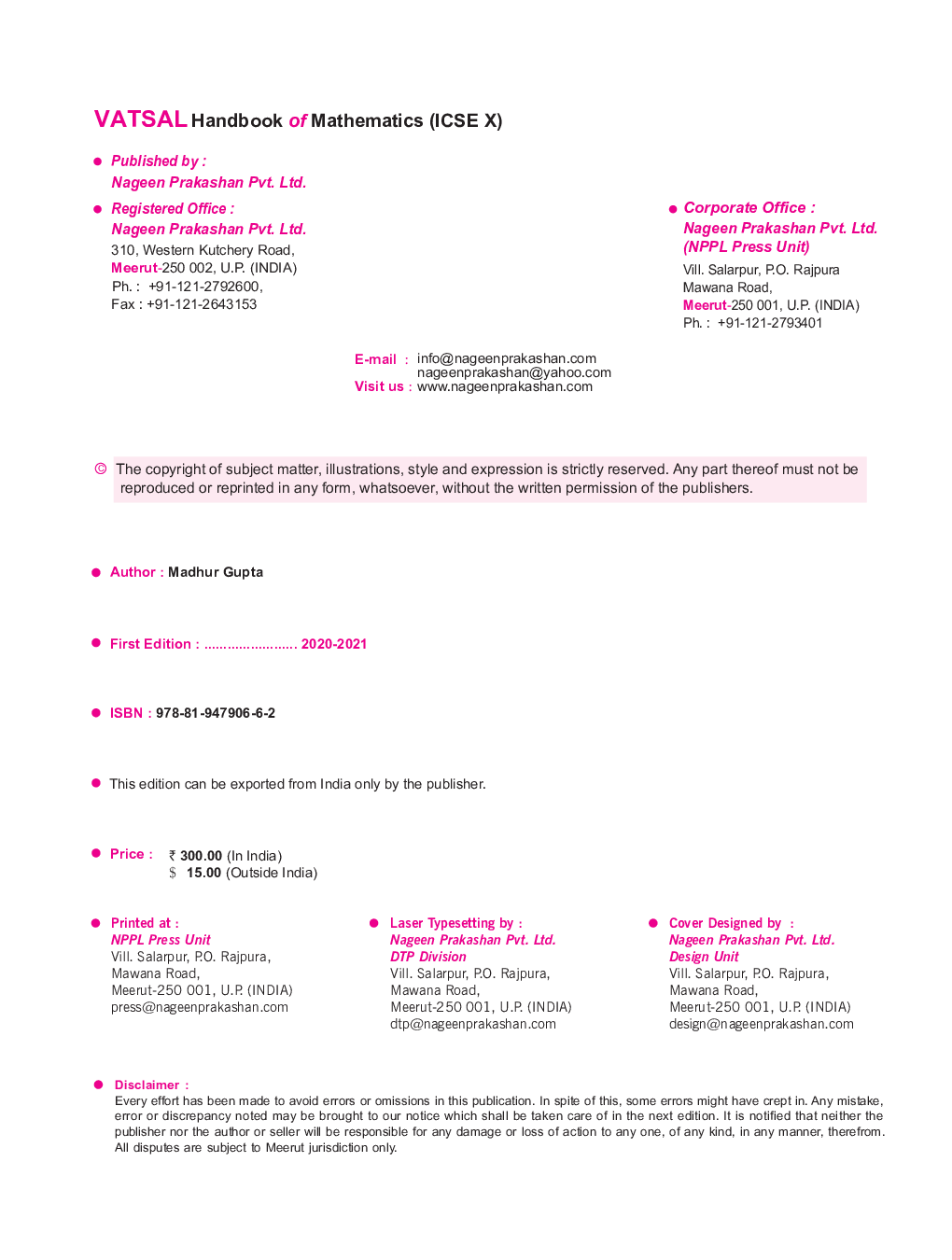 ICSE Handbook Of Mathematics  For Class - X - Page 3