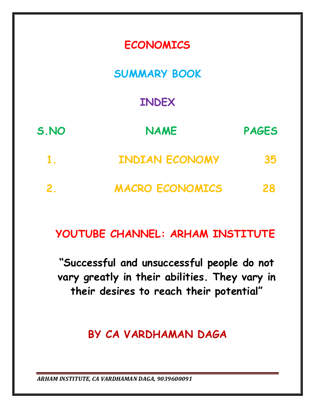 Economics Summary Book For Class 12th - Page 2