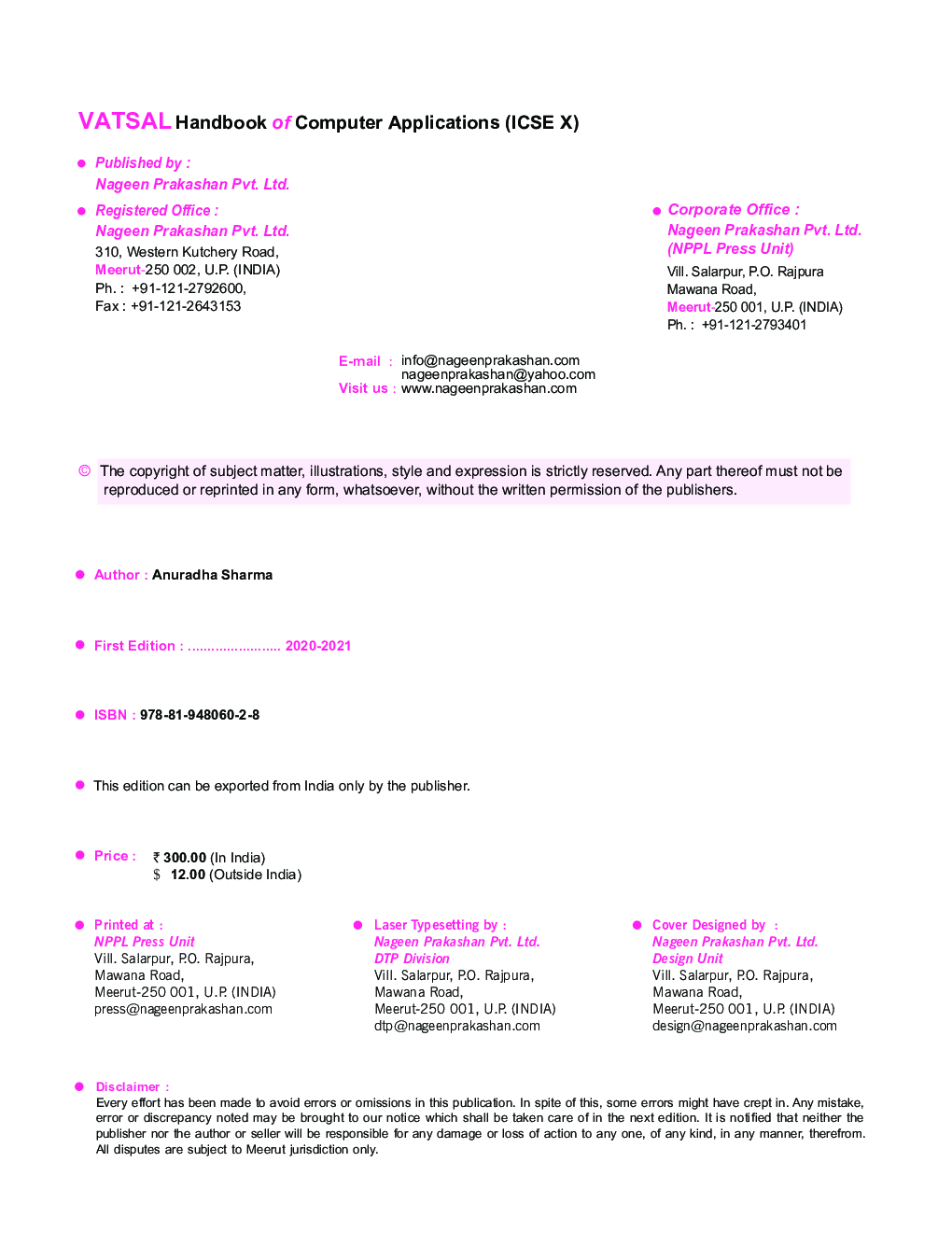 ICSE Computer Applications HandBook For Class X - Page 3