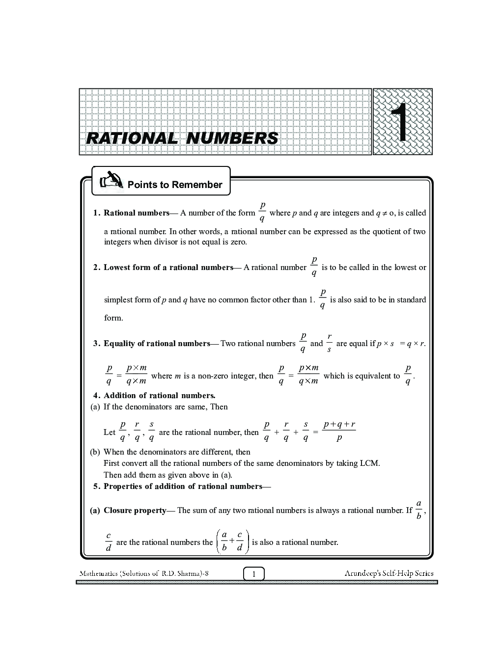 Download SelfHelp to CBSE Mathematics For Class 8 (Solutions of RD Sharma) PDF Online