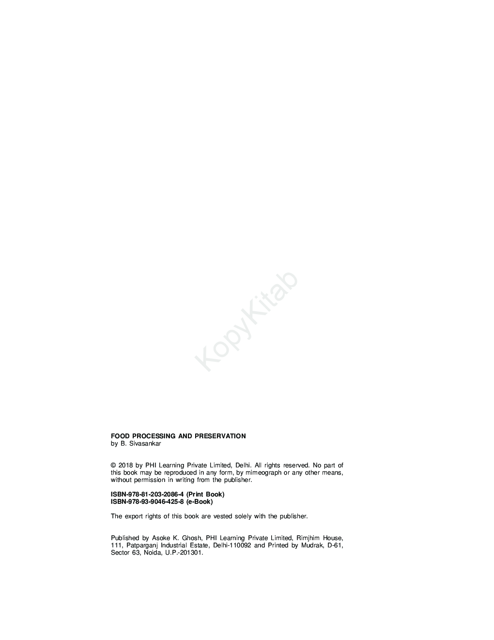 Download Food Processing And Preservation PDF Online 2021 by B. Sivasankar