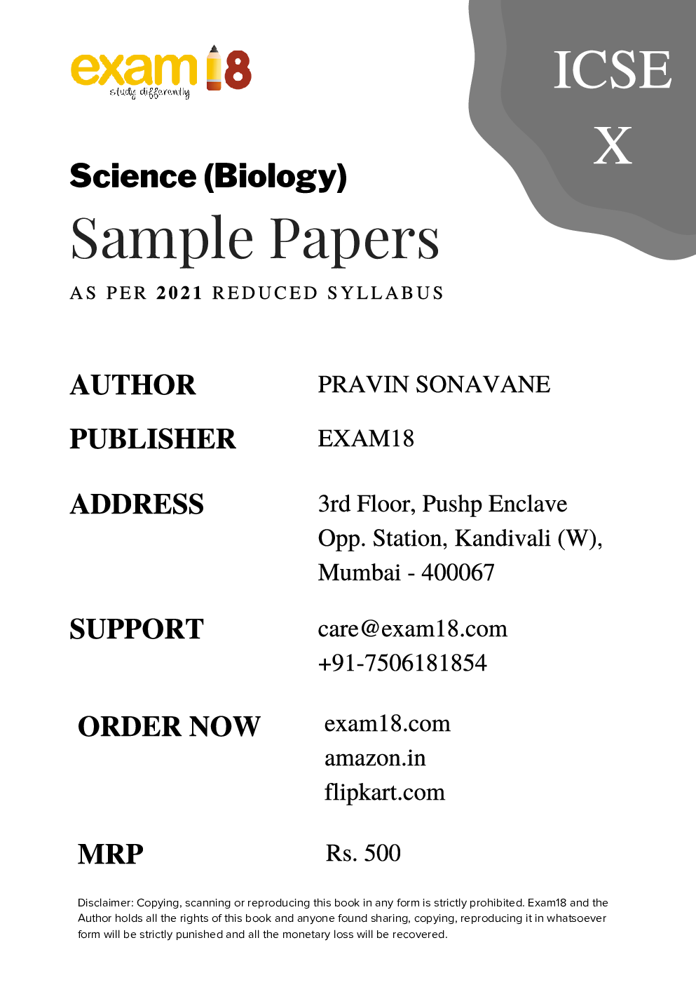 Exam18 ICSE Solved Sample Papers, Biology, Class 10 (Reduced Syllabus) (For 2021 Exam) - Page 2