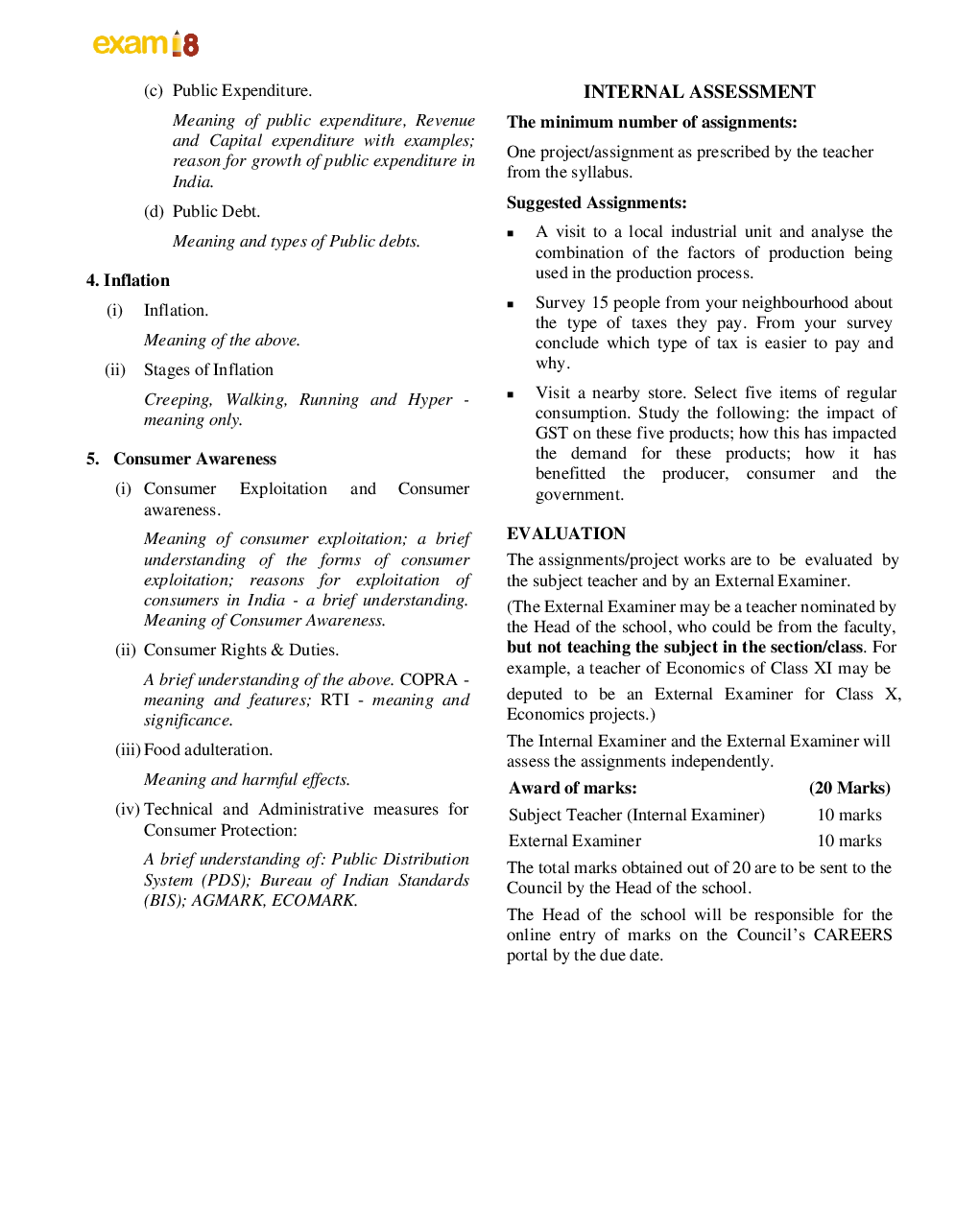 Download Exam18 ICSE Class10 Economics Solved Sample Papers (Reduced