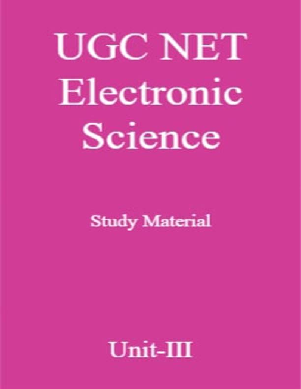 UGC NET Electronic Science Study Material Unit-3 - Page 1
