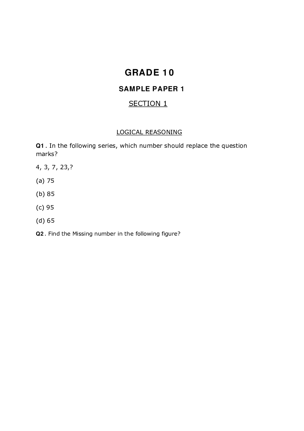 Olympiad Grade 10 Sample Paper - Page 2