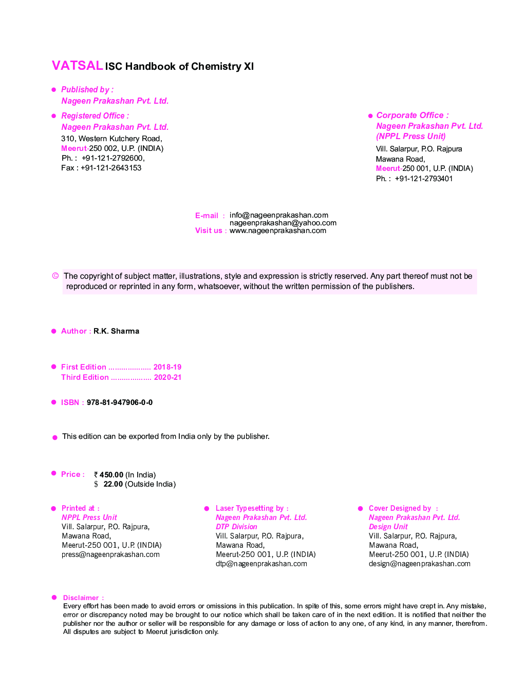 ISC Handbook Of Chemistry For Class - 11th - Page 3