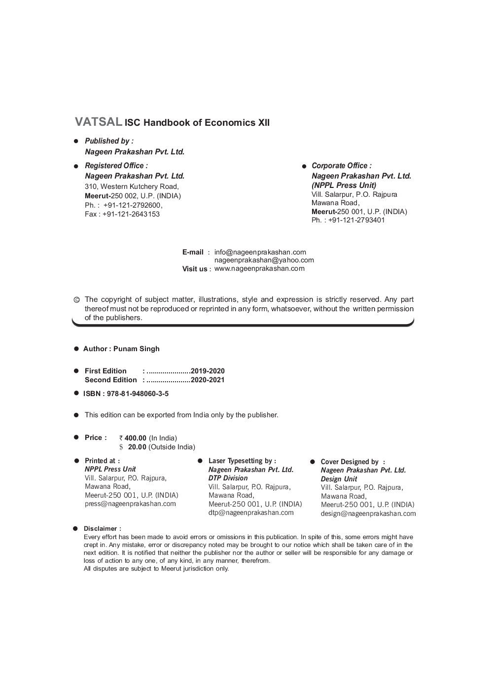 ISC Handbook Of Economics For Class - 12th - Page 3