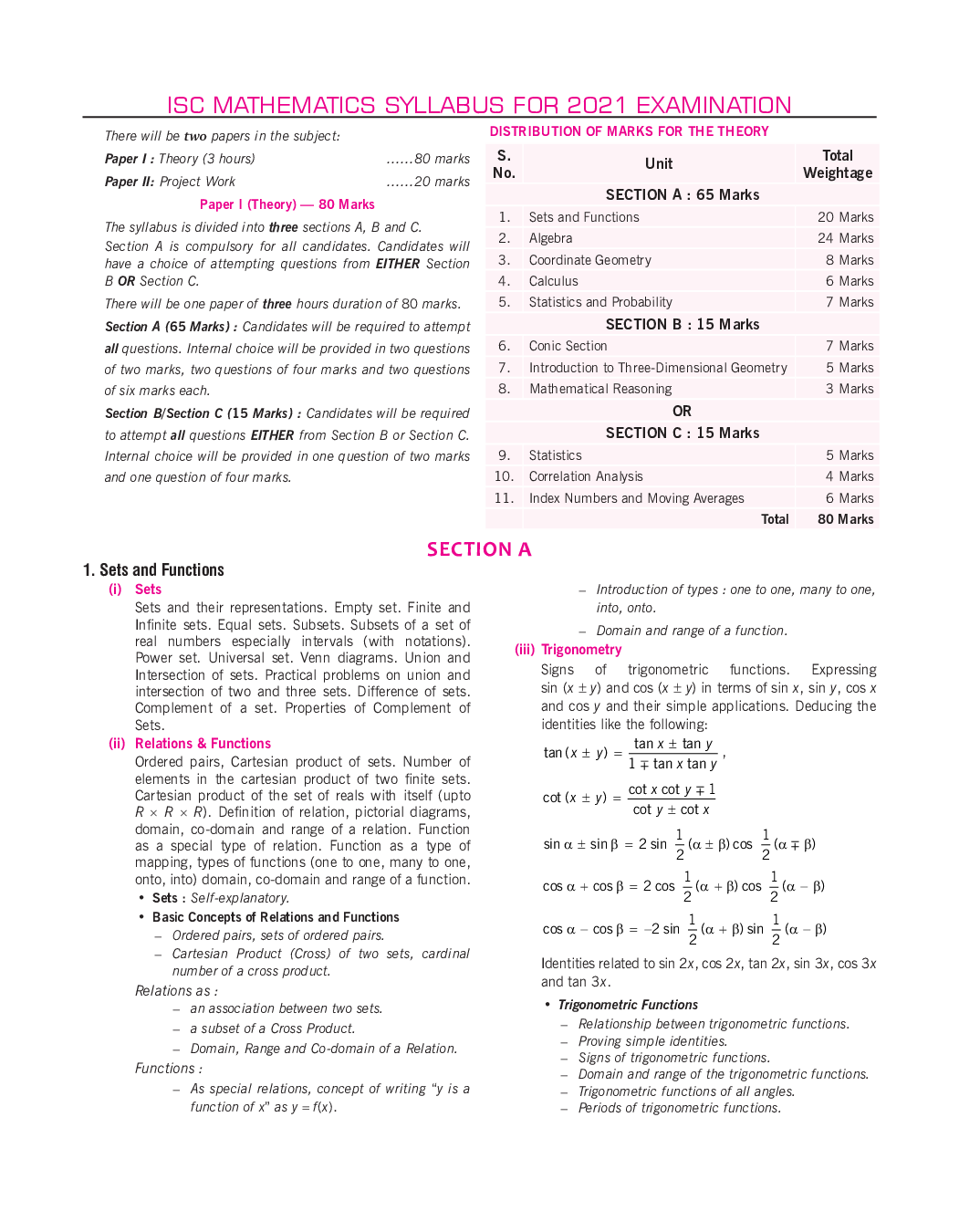 ISC Handbook Of Mathematics For Class - 11th - Page 5