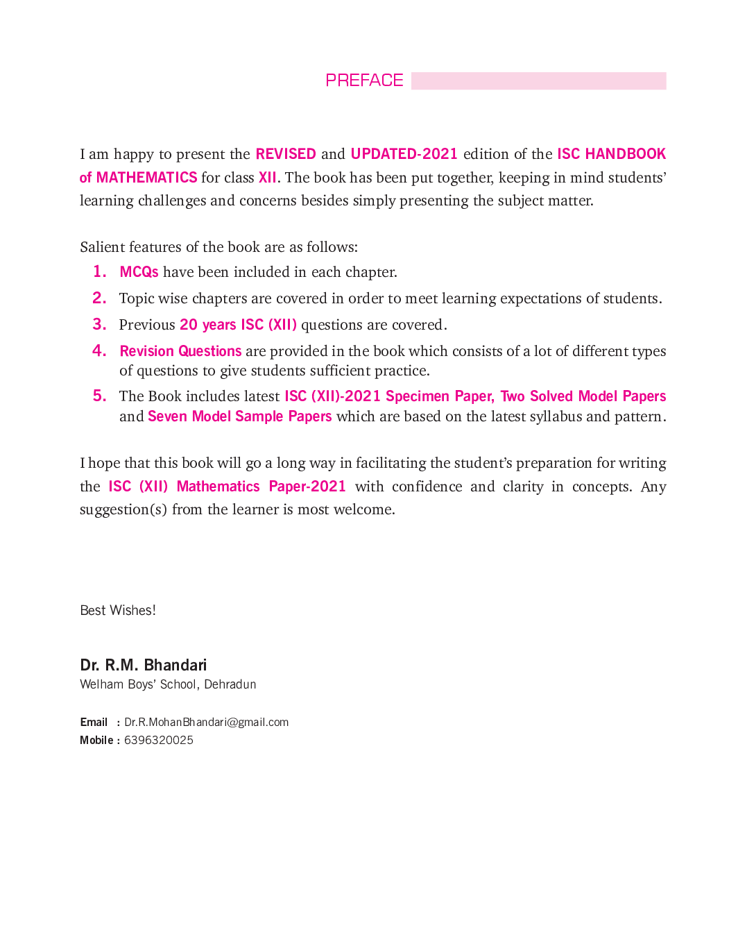 ISC Handbook Of Mathematics For Class - 12th - Page 4