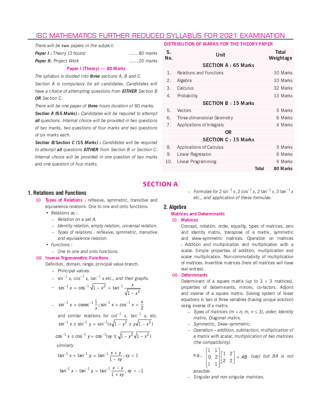 ISC Handbook Of Mathematics For Class - 12th - Page 5