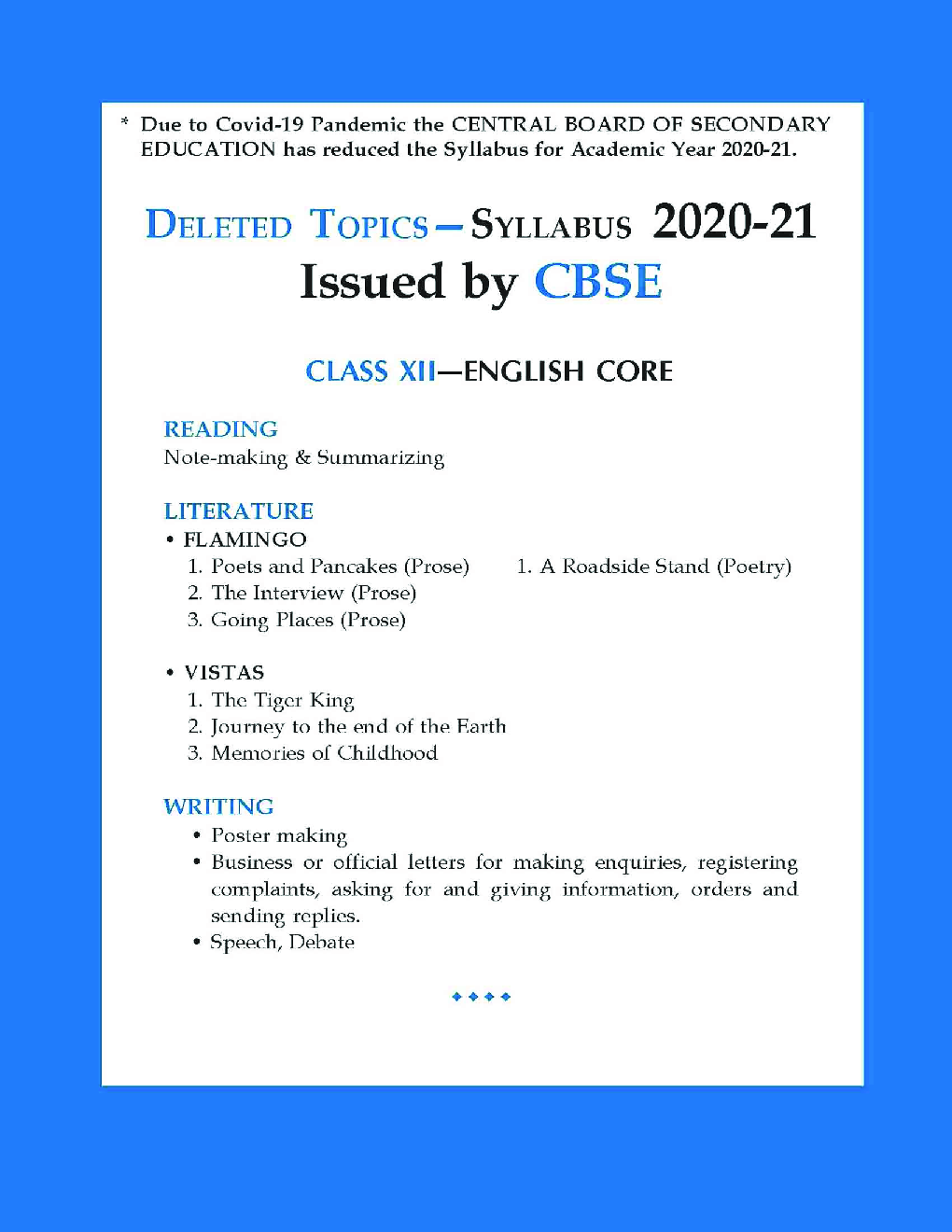 CBSE Chapterwise and Markswise Board Exam Question Bank  for Class 12 English Core (2021 Board Exam Edition) - Page 4