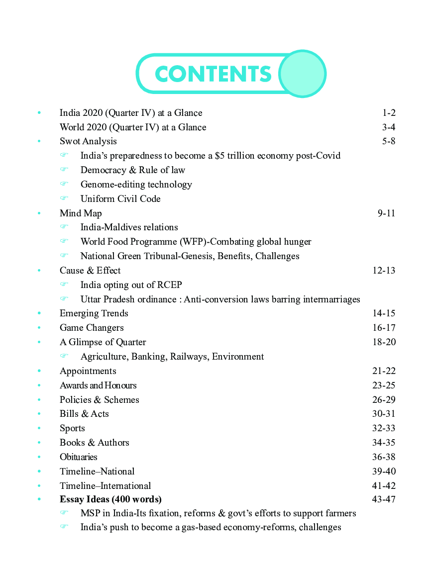 Quarterly Current Affairs Vol. 4 - October To December 2020 For Competitive Exams - Page 4
