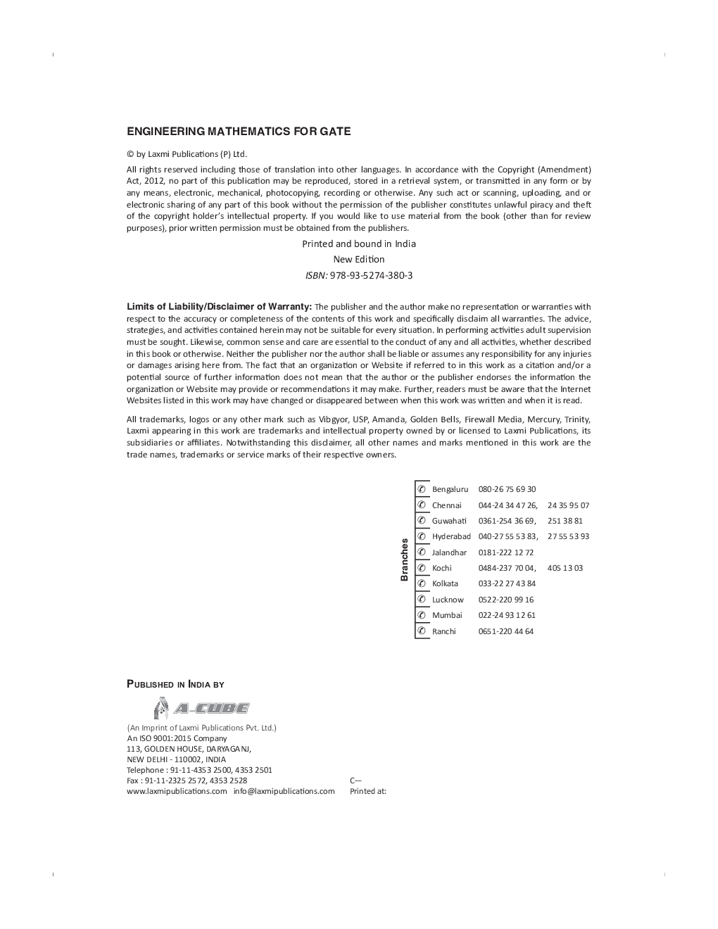 Engineering Mathematics For GATE (Solved Papers 2010-2018) - Page 4