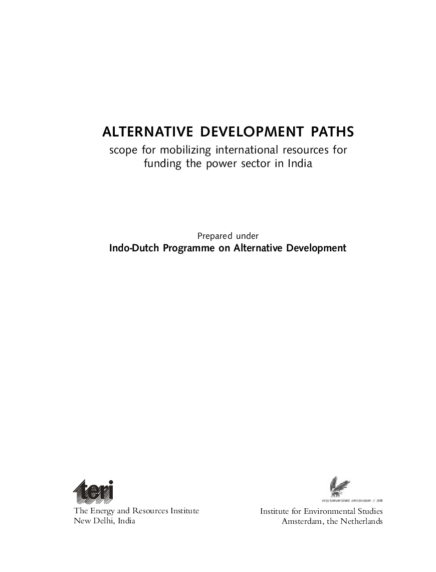Alternative Development Paths scope for mobilizing international resources for funding the power sector in India - Page 5