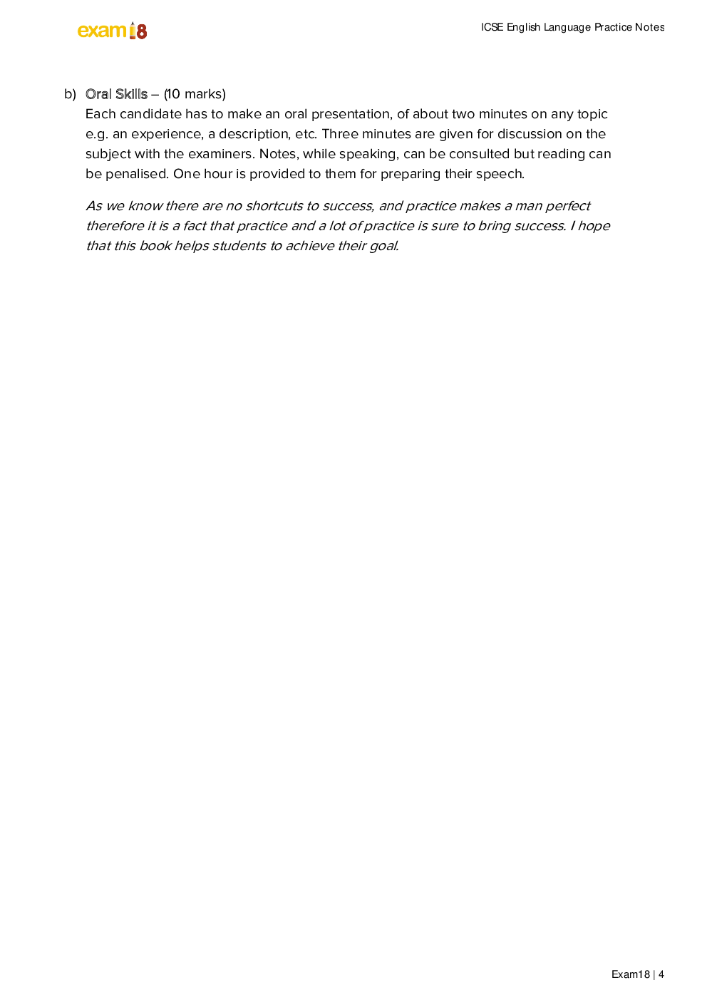 Exam18 ICSE English Language Last Step Practice Package - Page 4