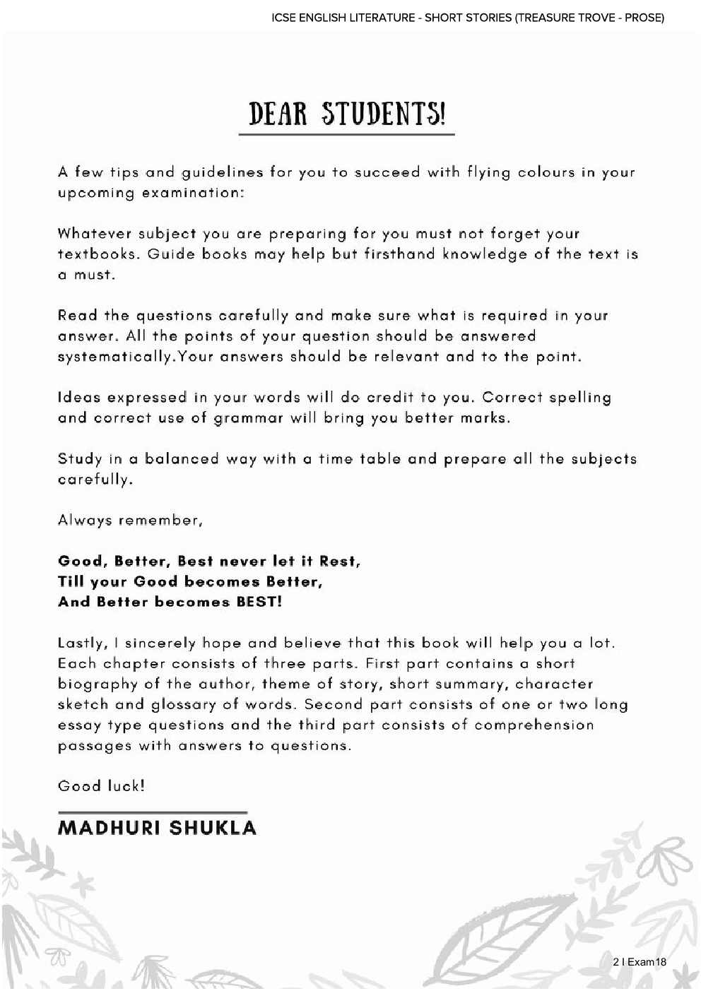 Exam18 Ultimate Guide To ICSE English Treasure Trove (Short Stories) - Page 3