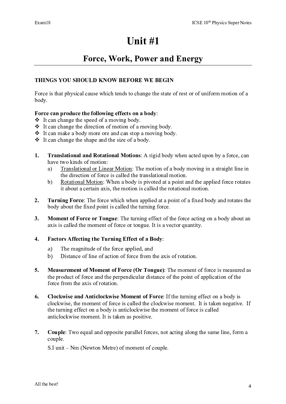 Exam18 ICSE Class 10 Physics Super Notes - Page 4