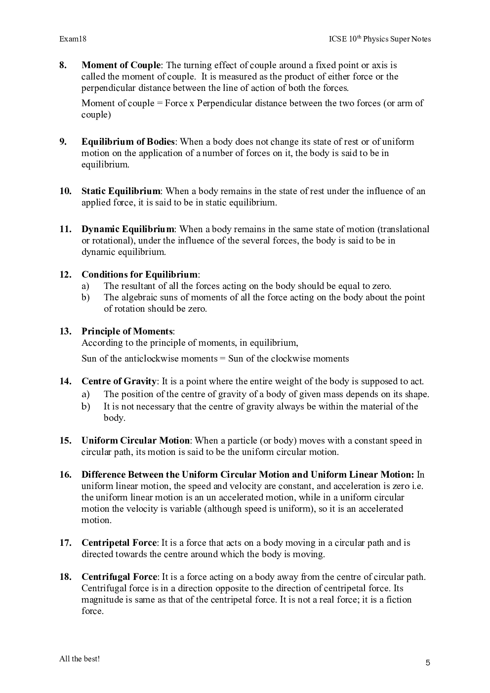 Exam18 ICSE Class 10 Physics Super Notes - Page 5