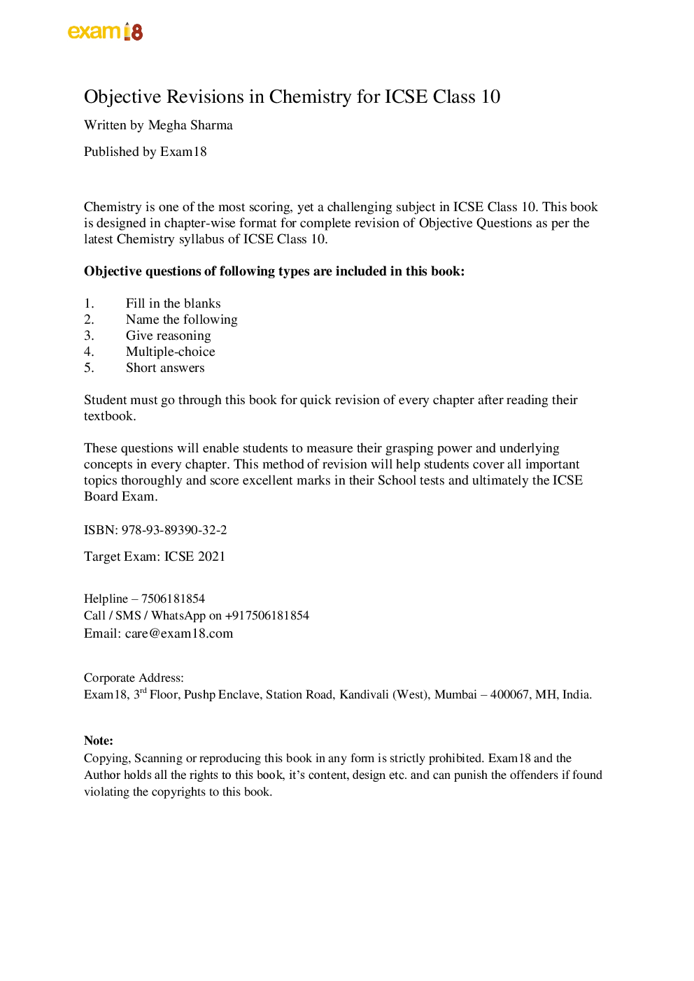 Exam18 Objective Revisions In Chemistry For ICSE Class 10 - Page 2