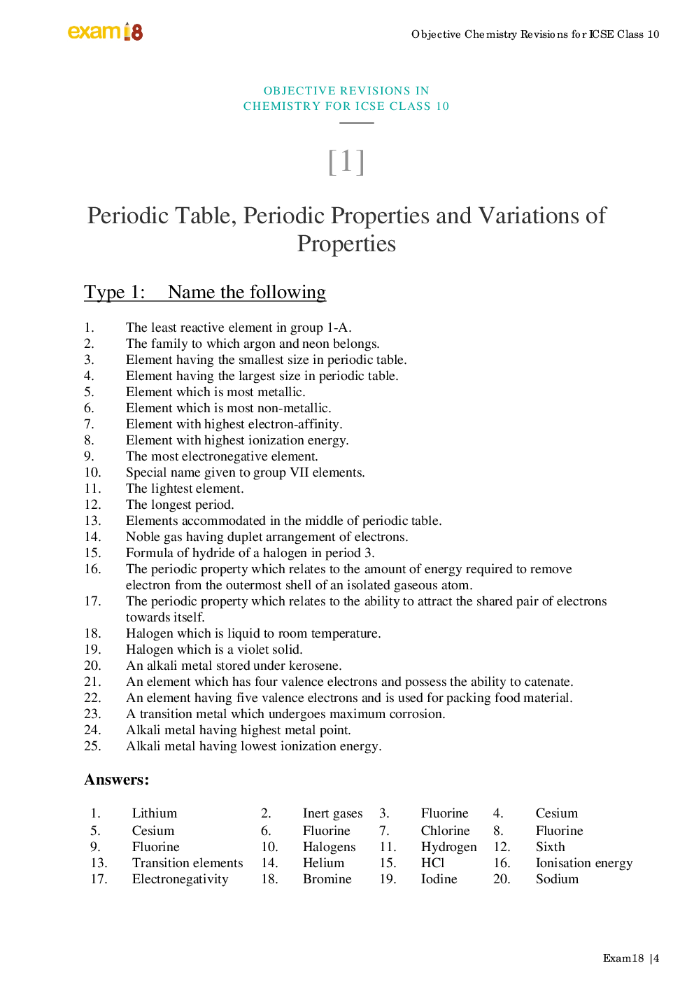 Exam18 Objective Revisions In Chemistry For ICSE Class 10 - Page 4