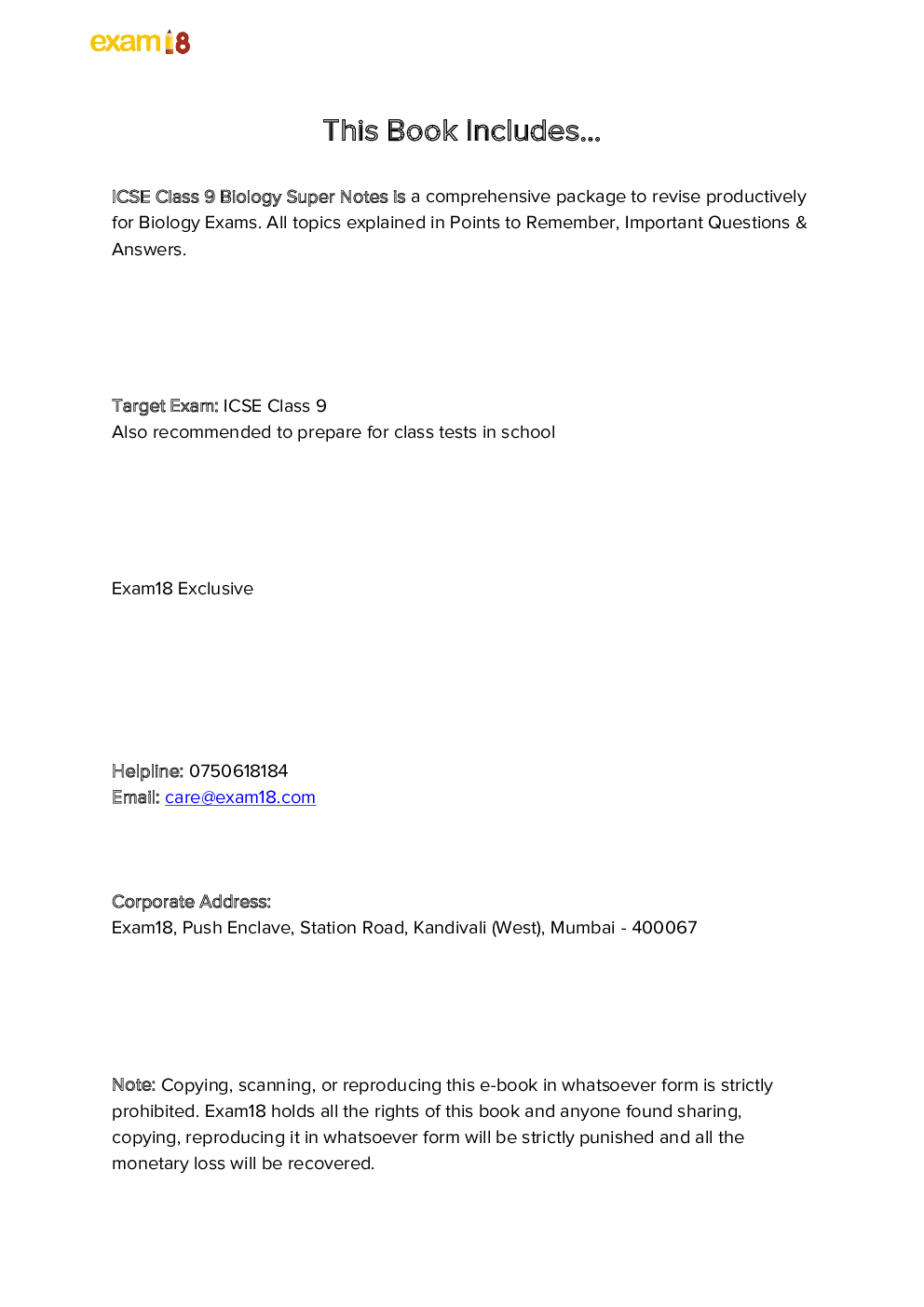 Exam18 ICSE Class 9 Biology Super Notes - Page 2